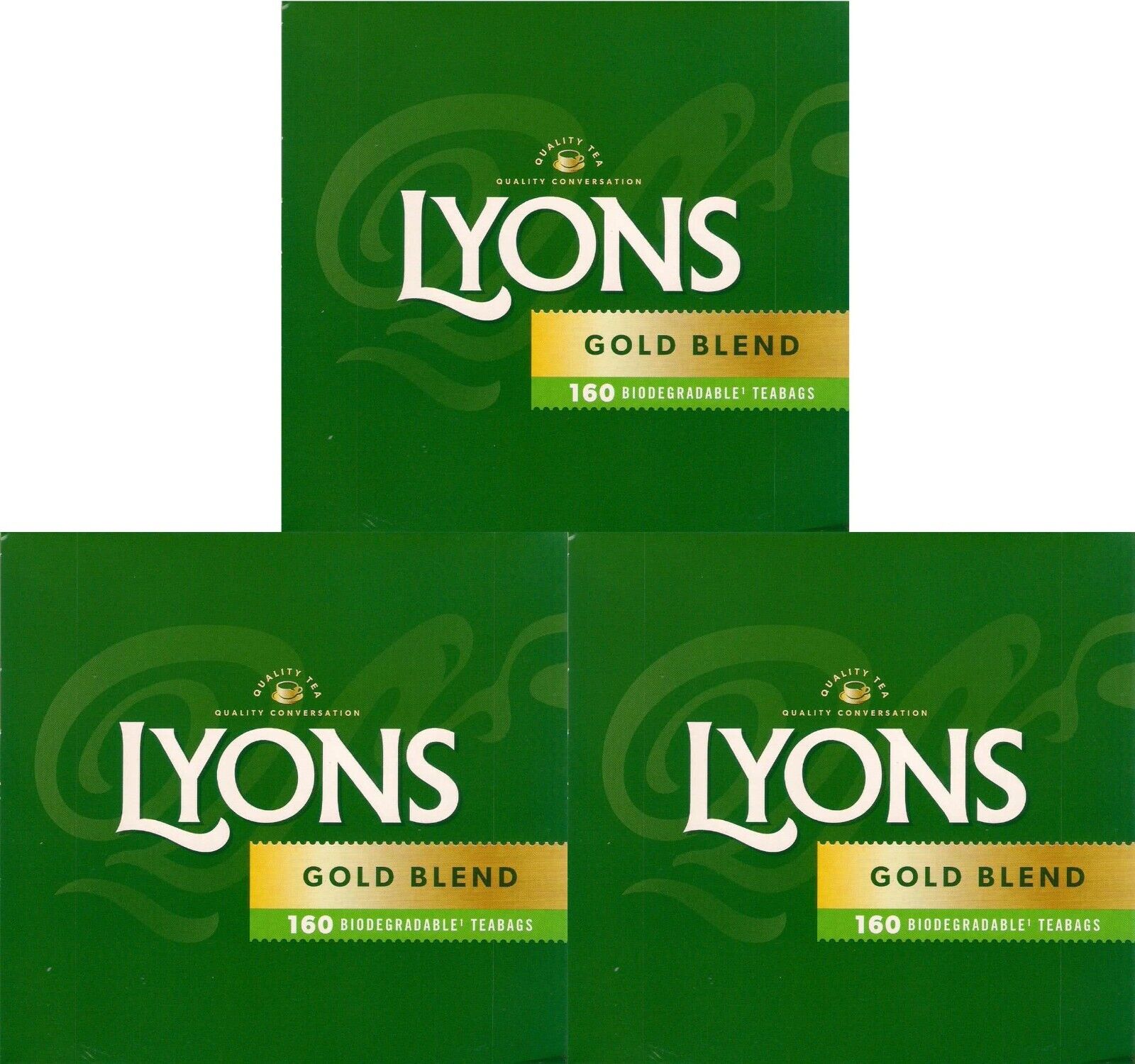 8 x Lyons Gold Blend 160 Biodegradable¹ Teabags 464G