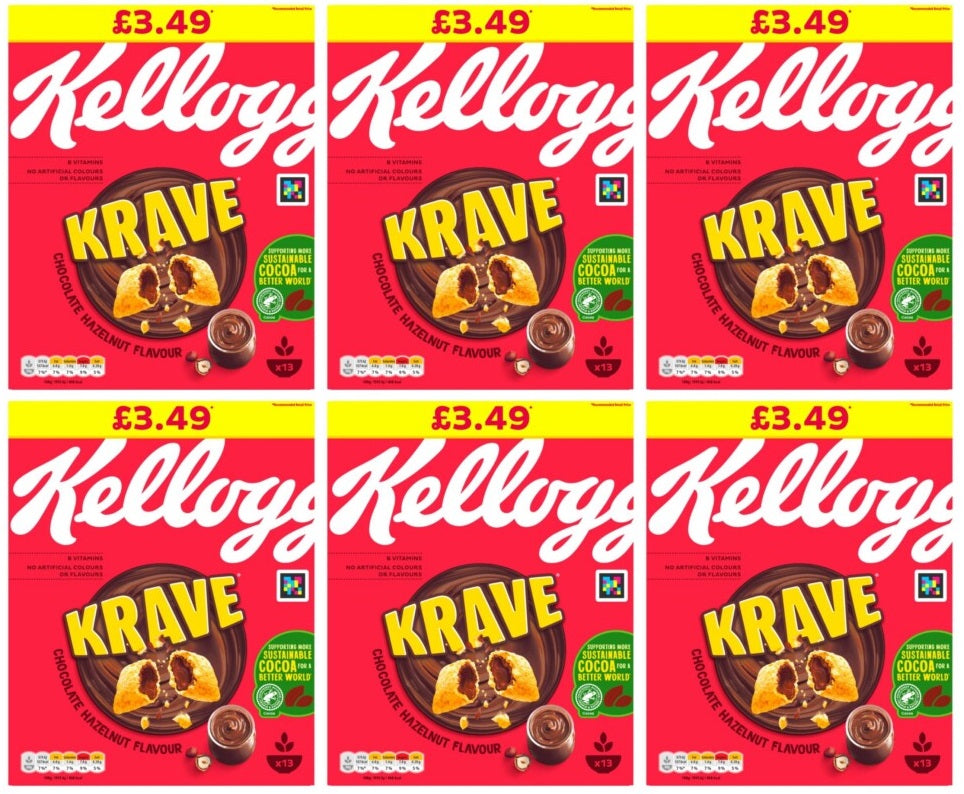 6 x Kelloggs Krave Hazelnut - 410G
