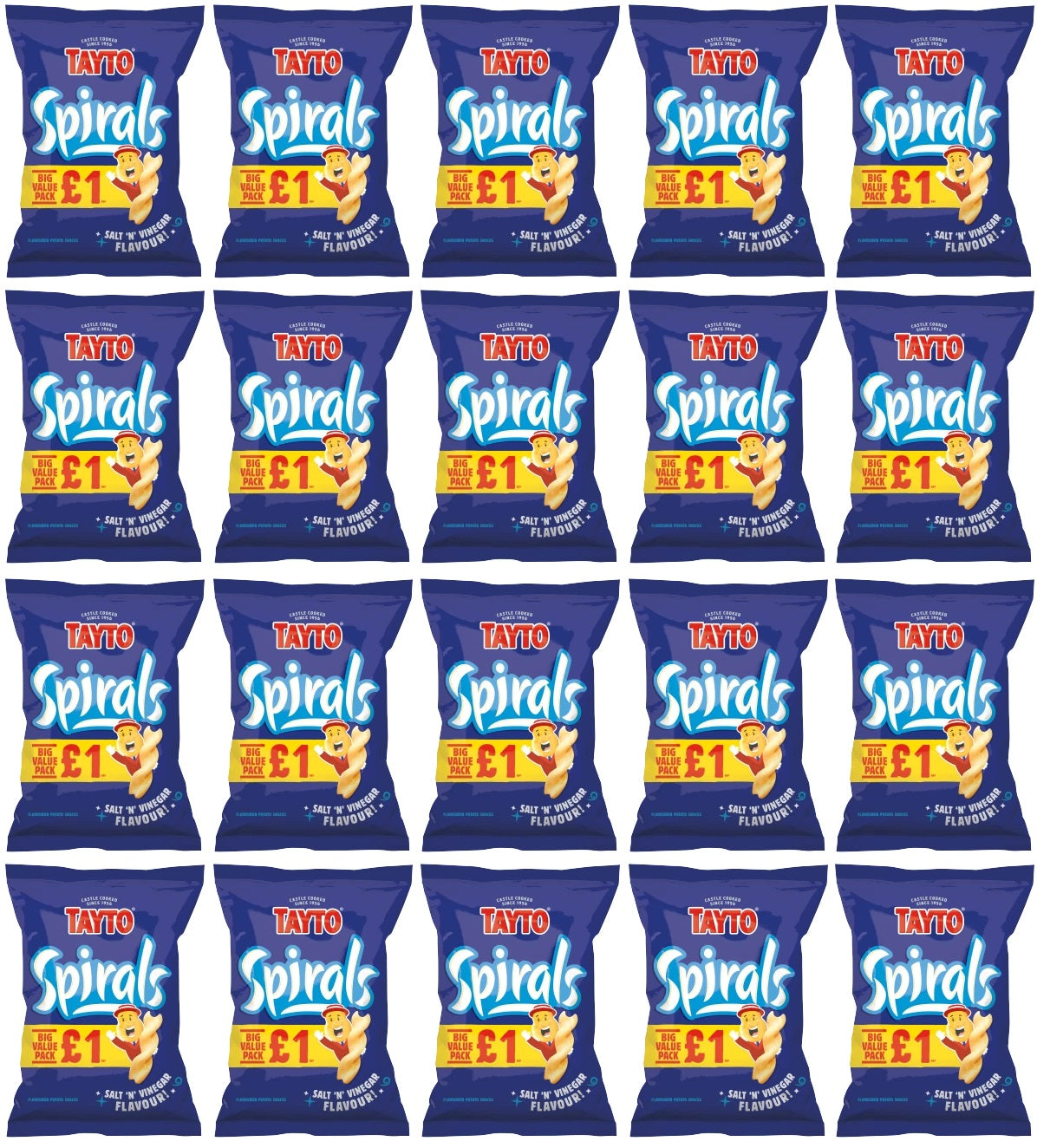 20 x Tayto Spirals Salt & Vinegar - 45GM