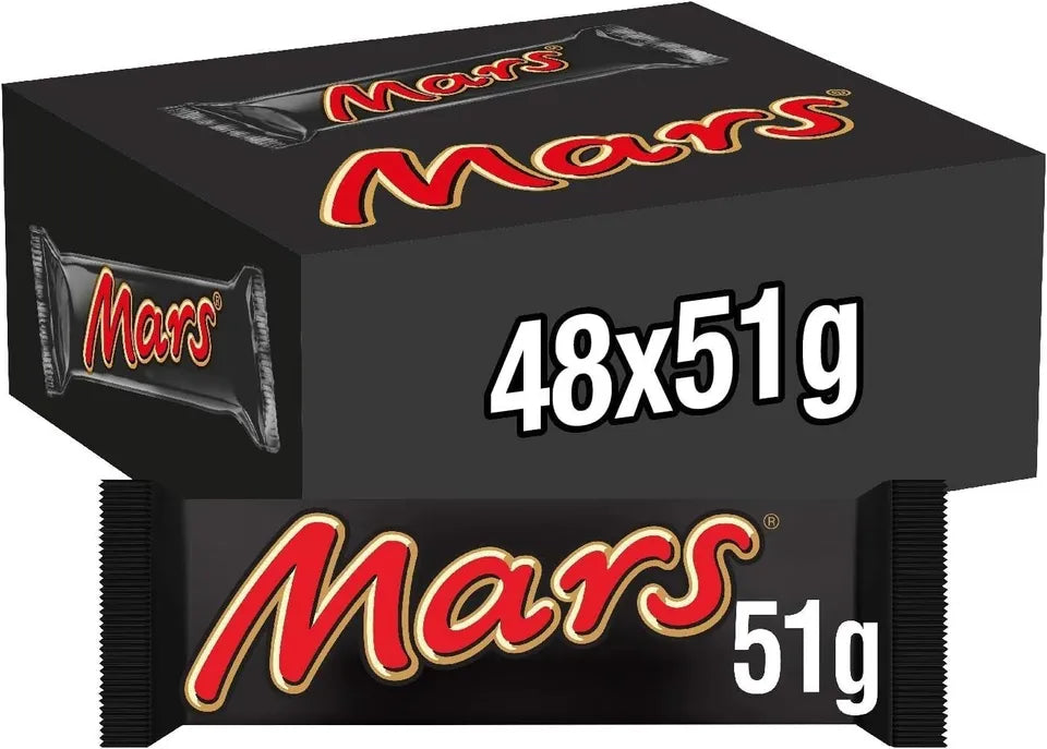 48 x Mars Caramel Nougat & Milk Chocolate Snack Bar 51G