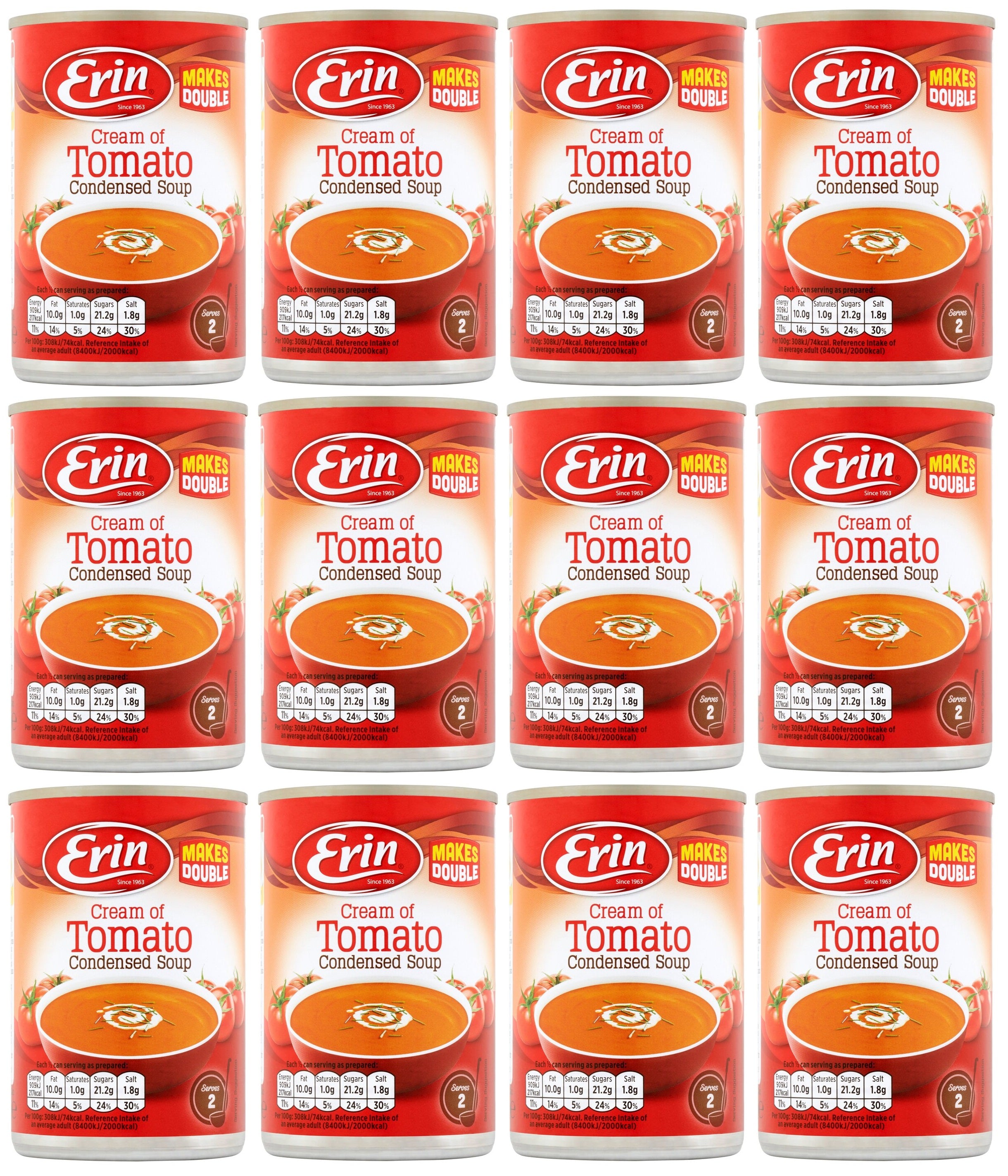 12 x Erin Cream Of Tomato Condensed Soup 295G