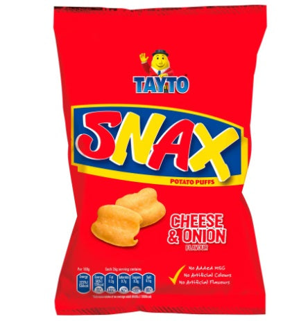 50 x Tayto Snax Potato Puffs Cheese & Onion Flavour 26G