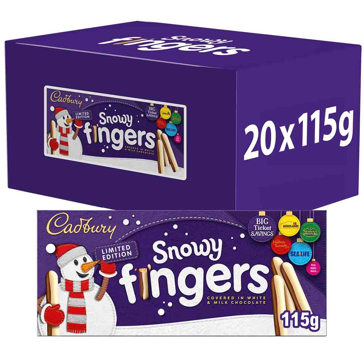 20 x Cadbury Fingers Snowtop (Milk W/White Choc) Biscuits 115G