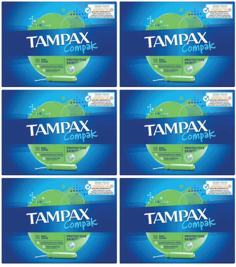 6 x Tampax Compak Super Tampons With Applicator X18