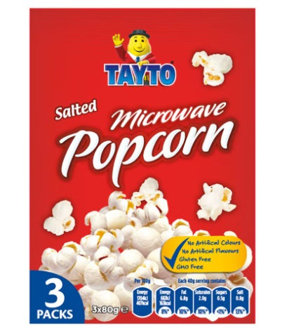 16 x Tayto Salted Microwave Popcorn 3 X 80G