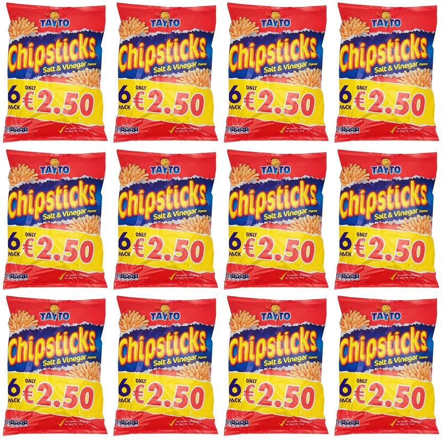 12 x Tayto Salt & Vinegar Flavour Chipsticks 6 X 28G