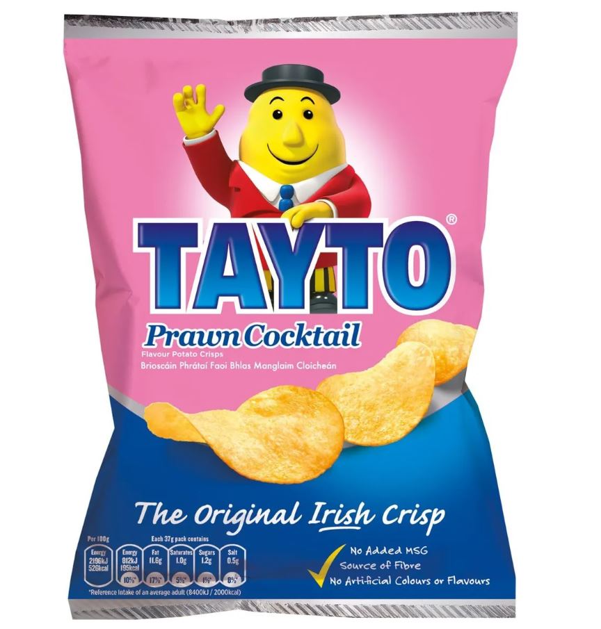 50 x Tayto Prawn Cocktail Flavour Potato Crisps 37G