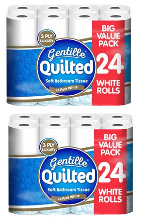 2 x Gentille Quilted White 24 Roll