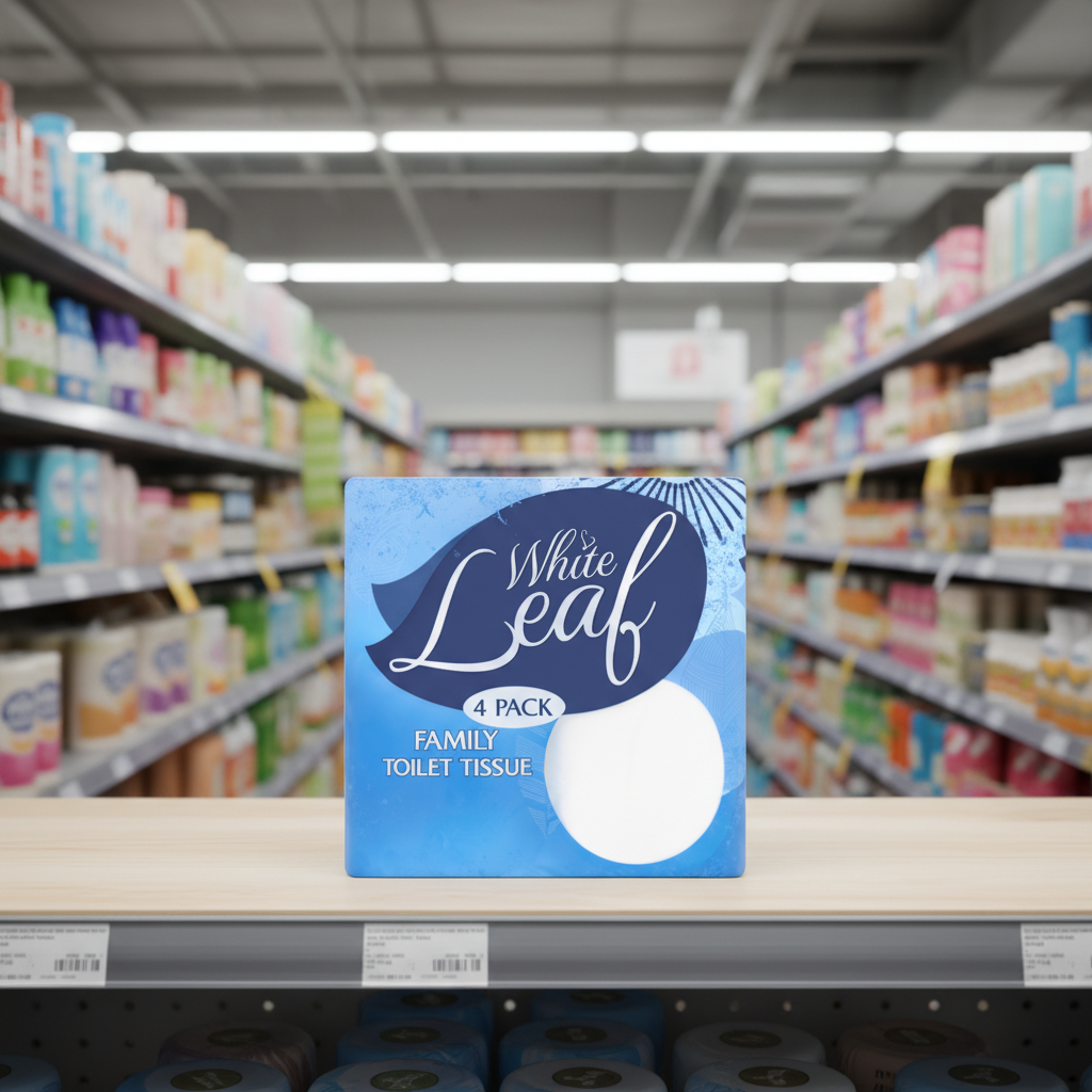 10 x White Leaf 4 Family Toilet Tissue