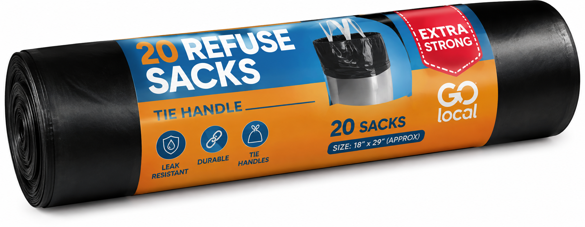 24 X Go Local Refuse Sacks Tie Handle - 10 Pack