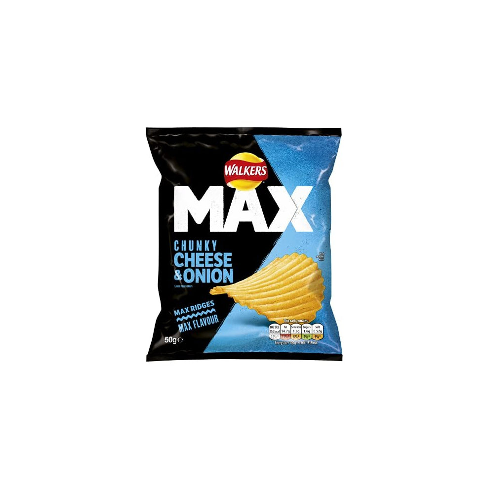 10 X Walkers Max Cheese & Onion Crisps 50g