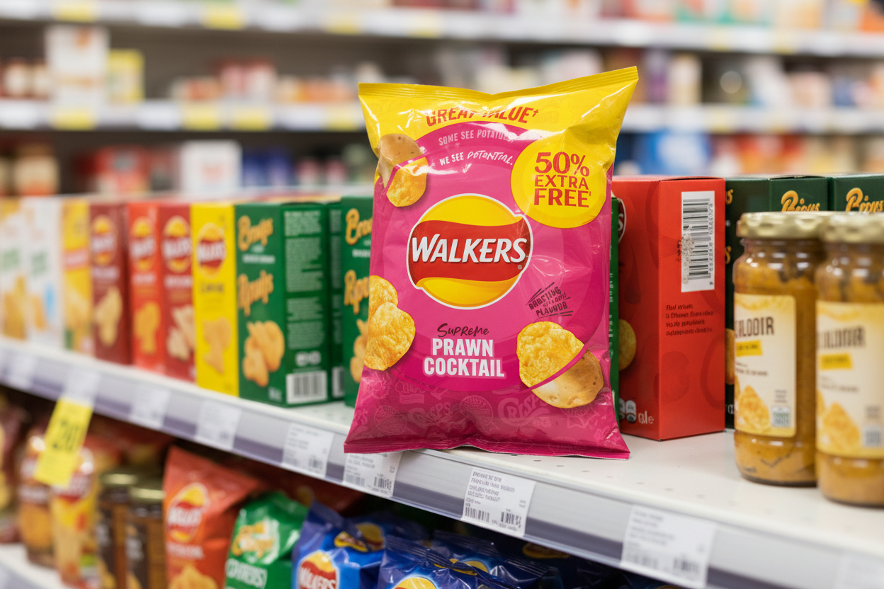 32 x Walkers Definitively Prawn Cocktail 32.5G +50% Extra