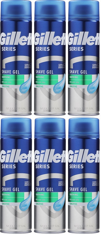 6 x Gillette Series Soothing Shave Foam With Aloe Vera 250Ml