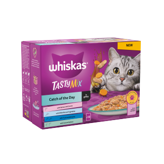 4-x-Whiskas-Cat-1+-Pouch-Gravy-Tasty-Mix-Catch-Of-The-Day-12-Pack-12X85Gm