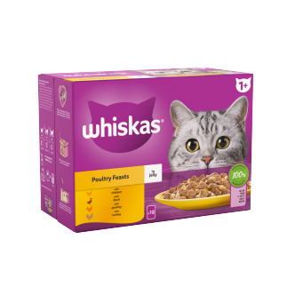 4-x-Whiskas-Cat-1+-Pouch-Jelly-Poultry-Feast-12-Pack-12X85Gm